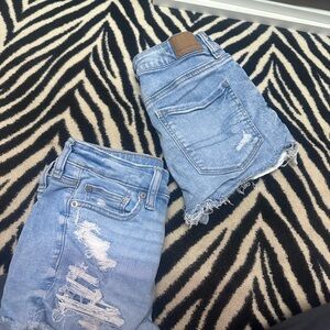 American Eagle Outfitters Light Blue Frayed Jean Shorts